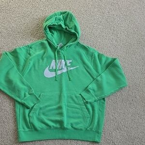 Nike Men’s Bright Green Crewneck Hoodie with White Logo